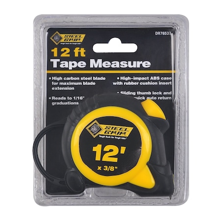 Steel Grip 12 ft. L X 3/8 in. W Tape Measure DR76537